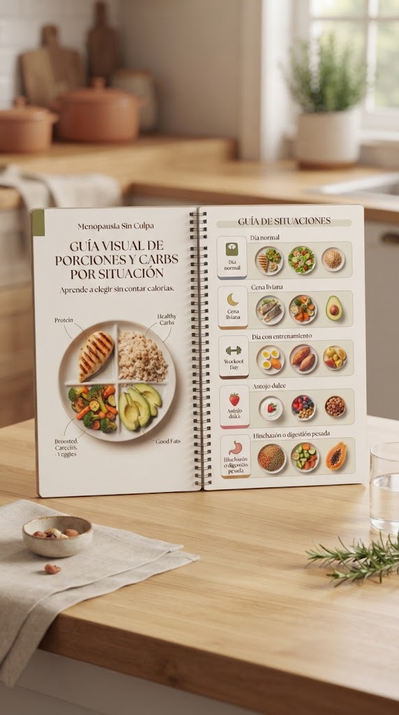 Vista de la Guía visual de porciones y carbohidratos por situación